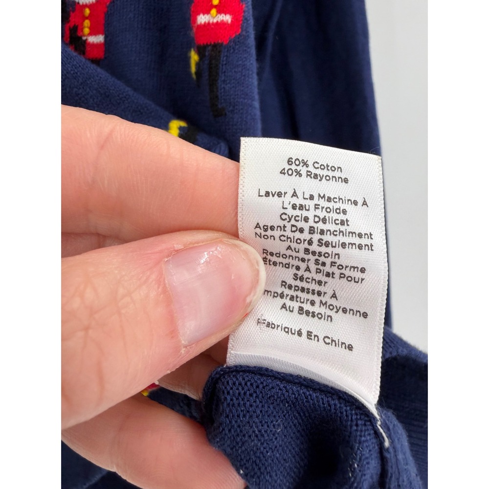 Talbots Sweater Women L Blue British Royal Guard Embroidered Preppy Novelty - Picture 6 of 11